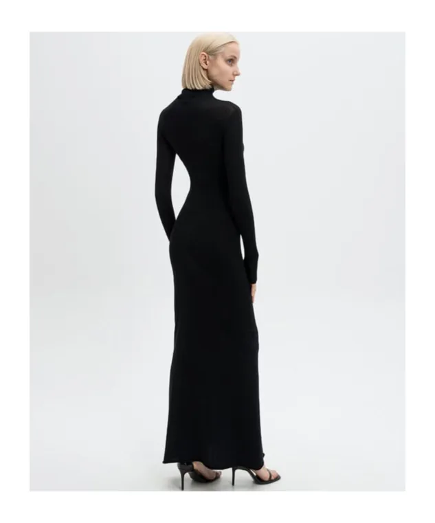 Off Stamp High Neck Long-Sleeved Dress