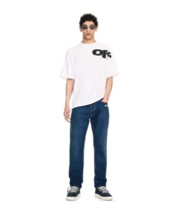Logo Patch Straight Leg Jeans