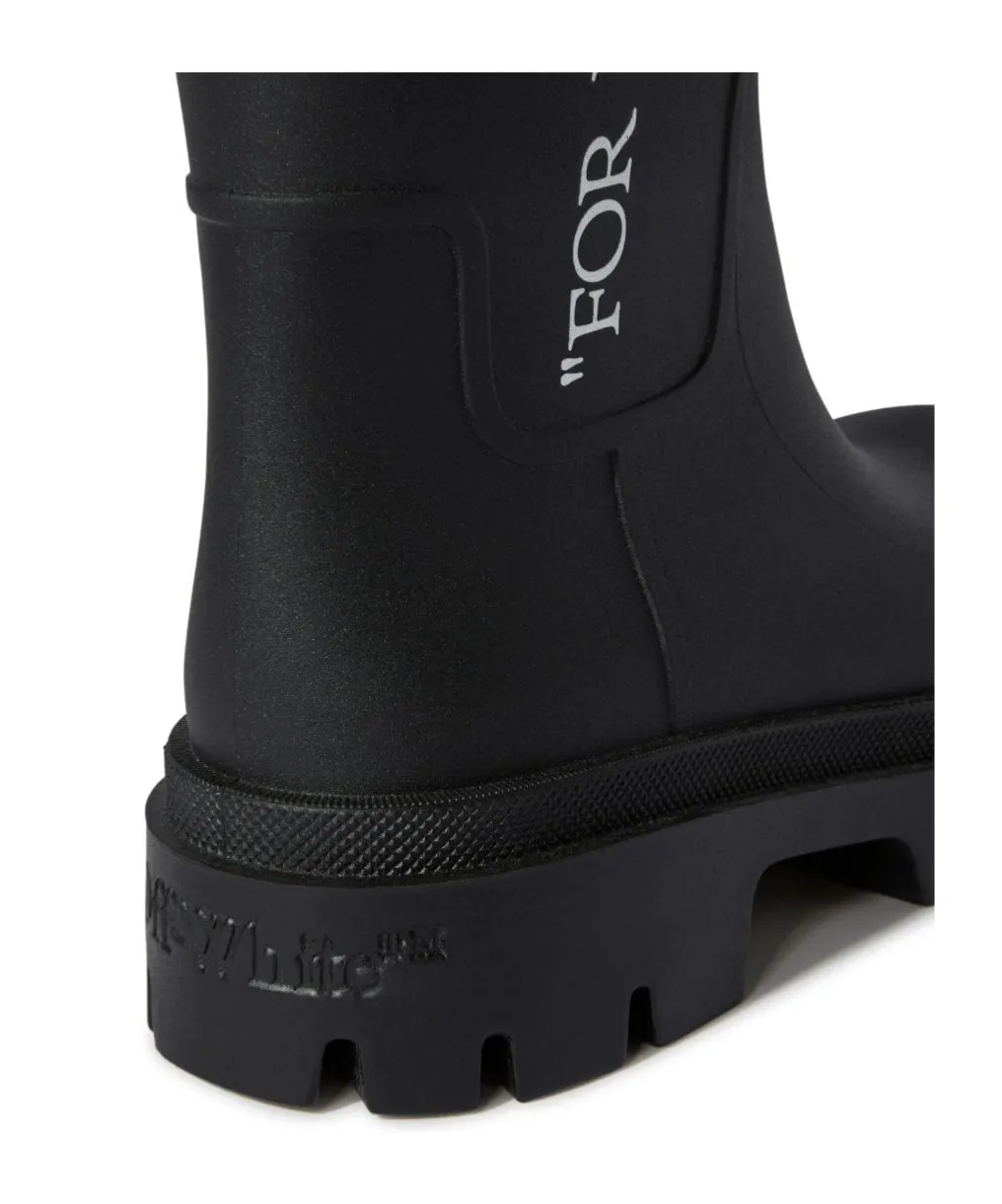 Slogan Printed Round Toe Boots