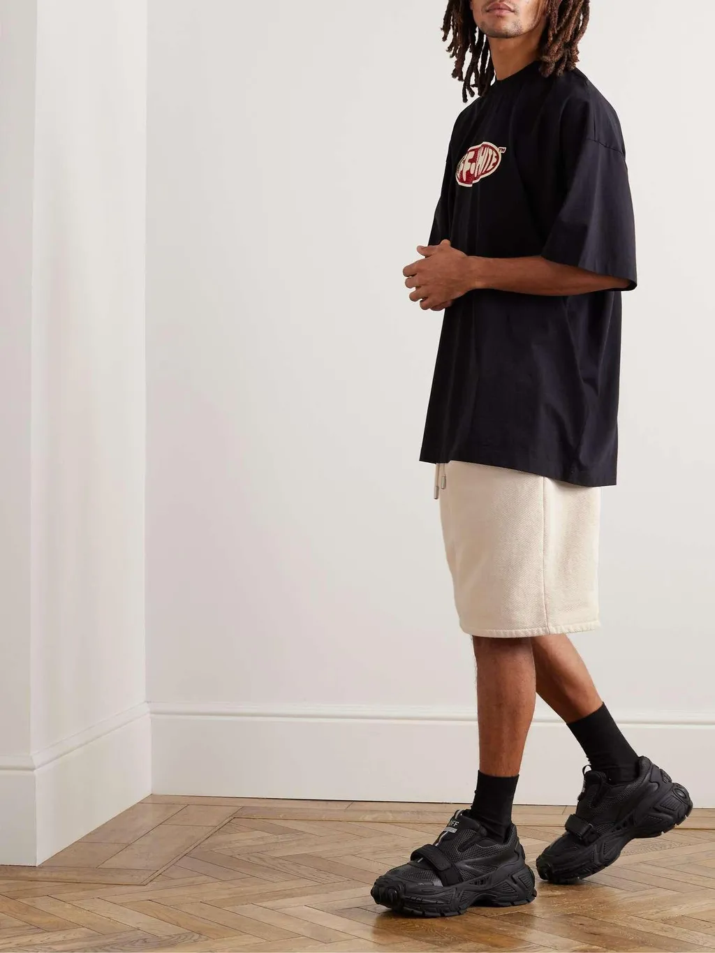 Diag-Stripe Cotton Track Shorts