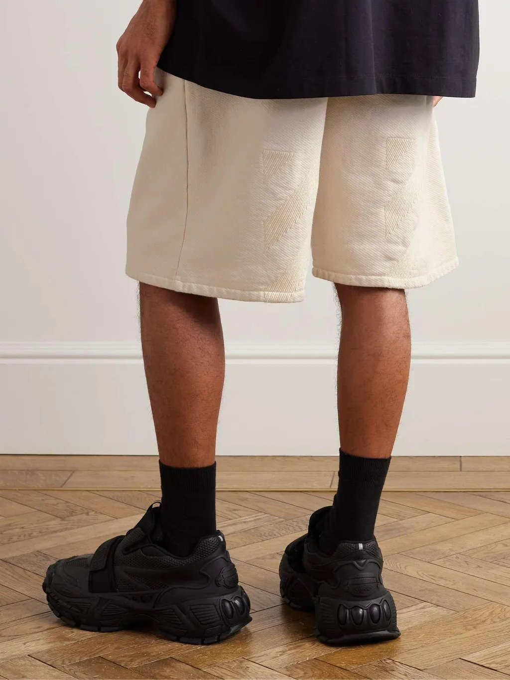 Diag-Stripe Cotton Track Shorts