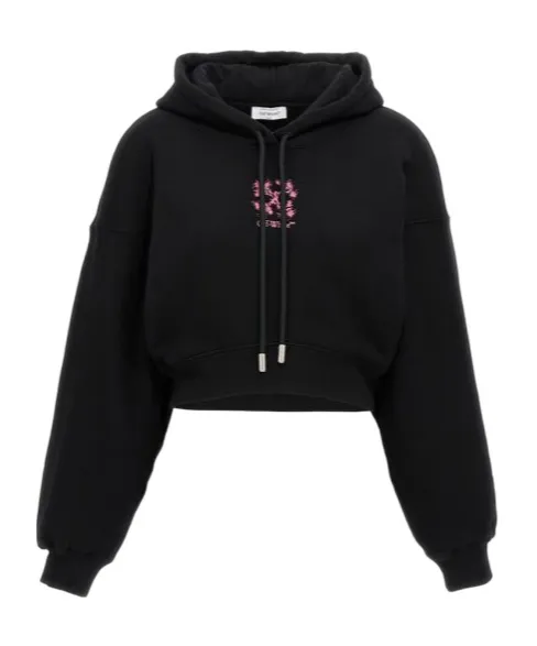 Logo Embroidered Cropped Hoodie