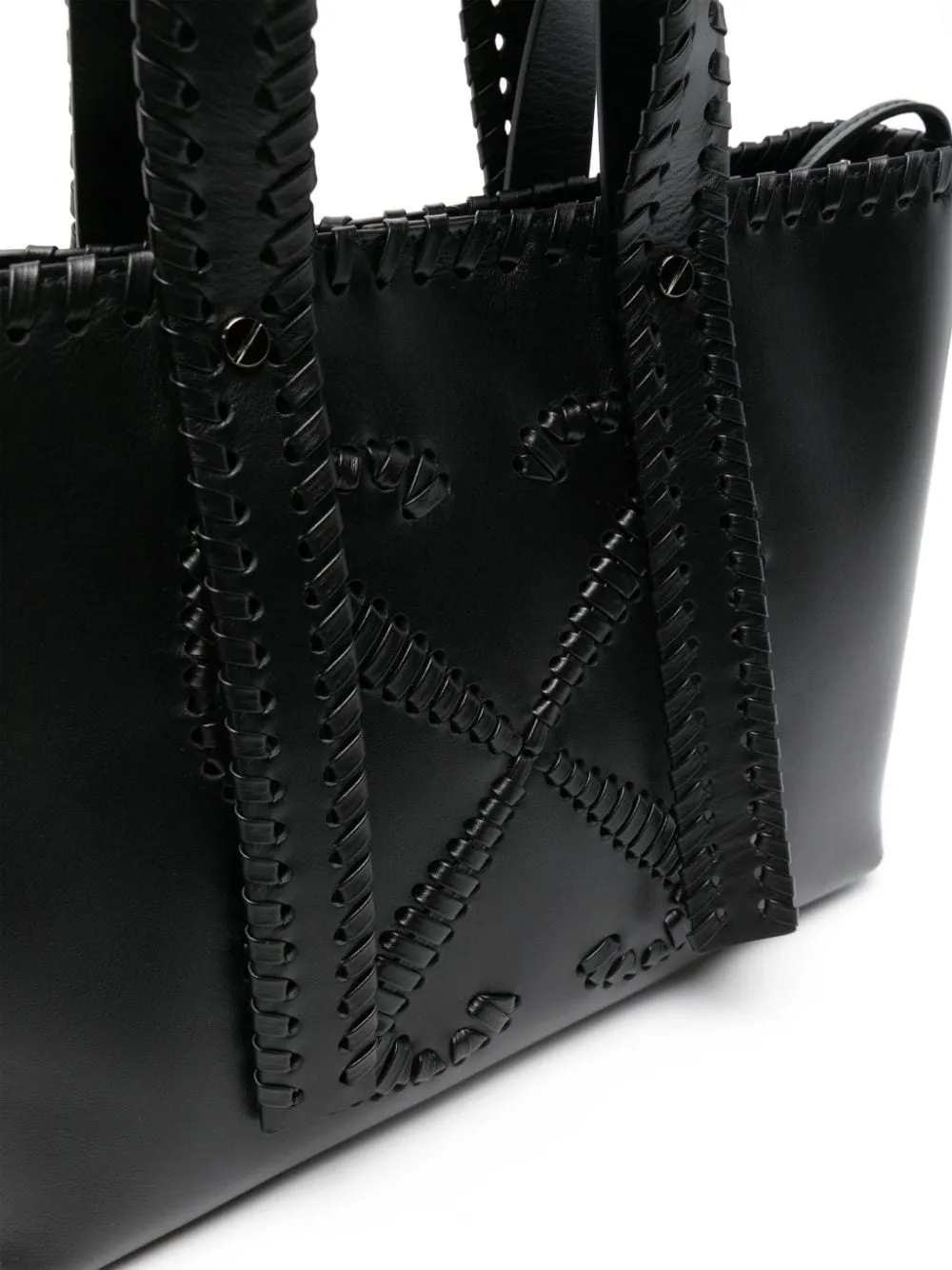 Arrows-Stitch Leather Tote Bag
