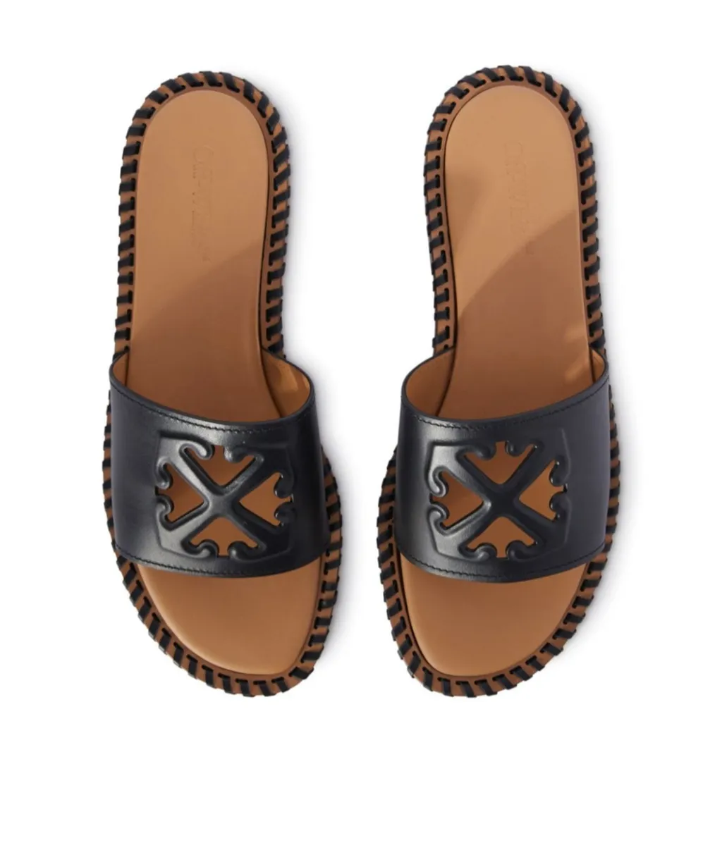 Twist Arrow-Embossed Slip-On Slides