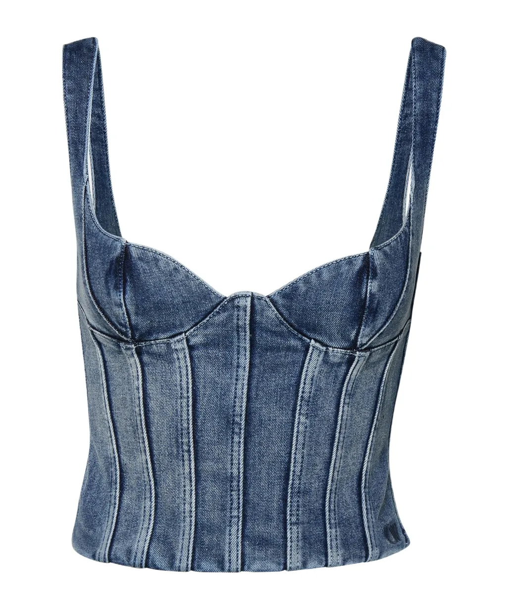Bustier Sleeveless Denim Top