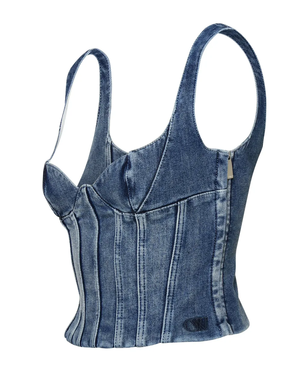 Bustier Sleeveless Denim Top