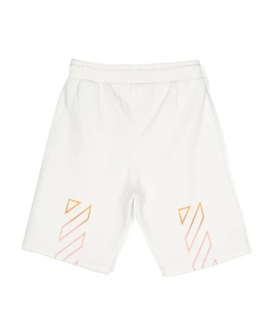 Diag-Stripe-Print Cotton Shorts
