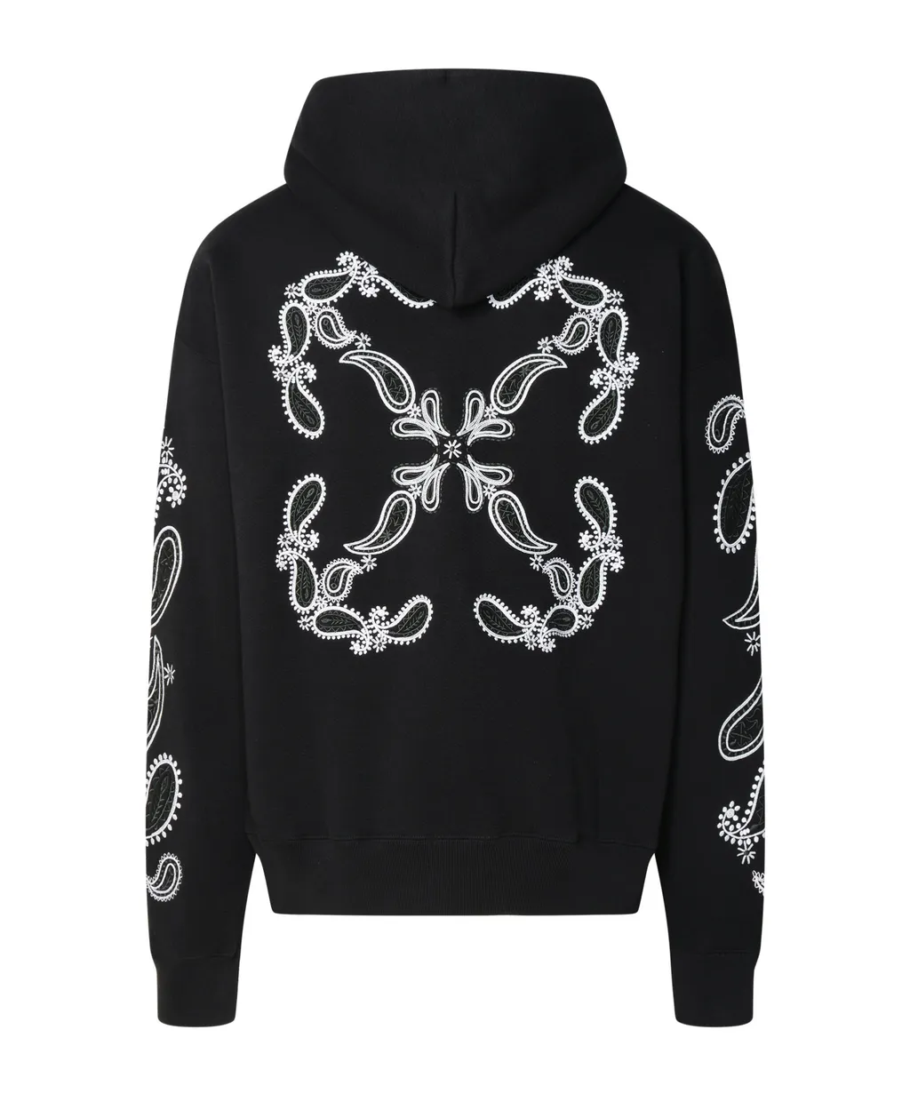 Bandana-Embroidered Drawstring Hoodie