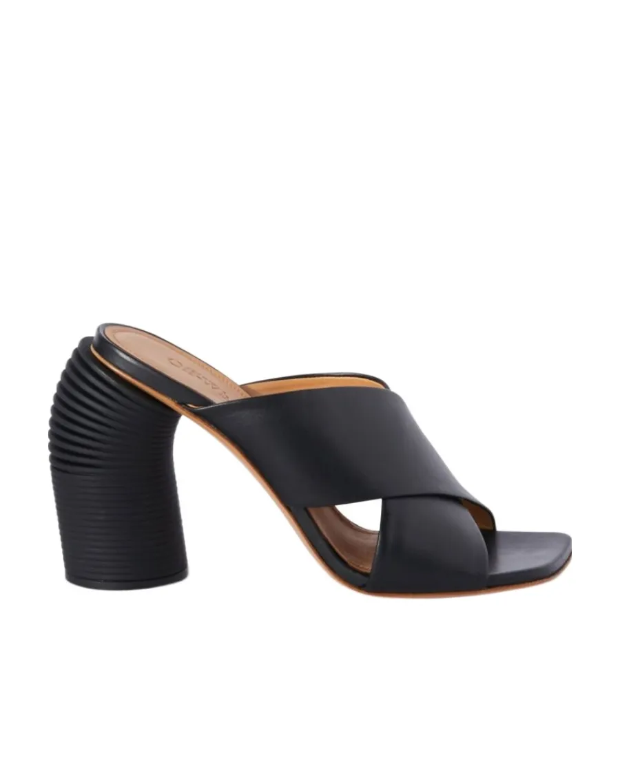 Crossover Strap Heeled Mules