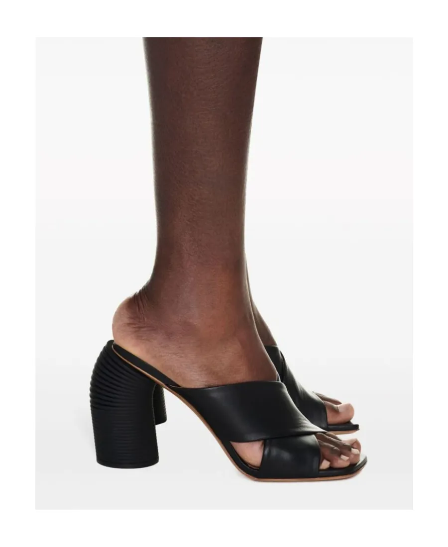 Crossover Strap Heeled Mules