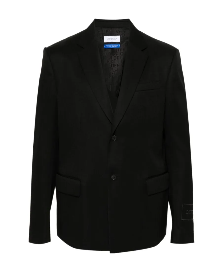 Single-Breasted Logo Embroidered Blazer