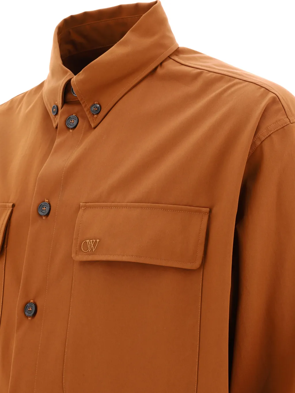 Ow Emb Cotgab Milit Curved Hem Shirt