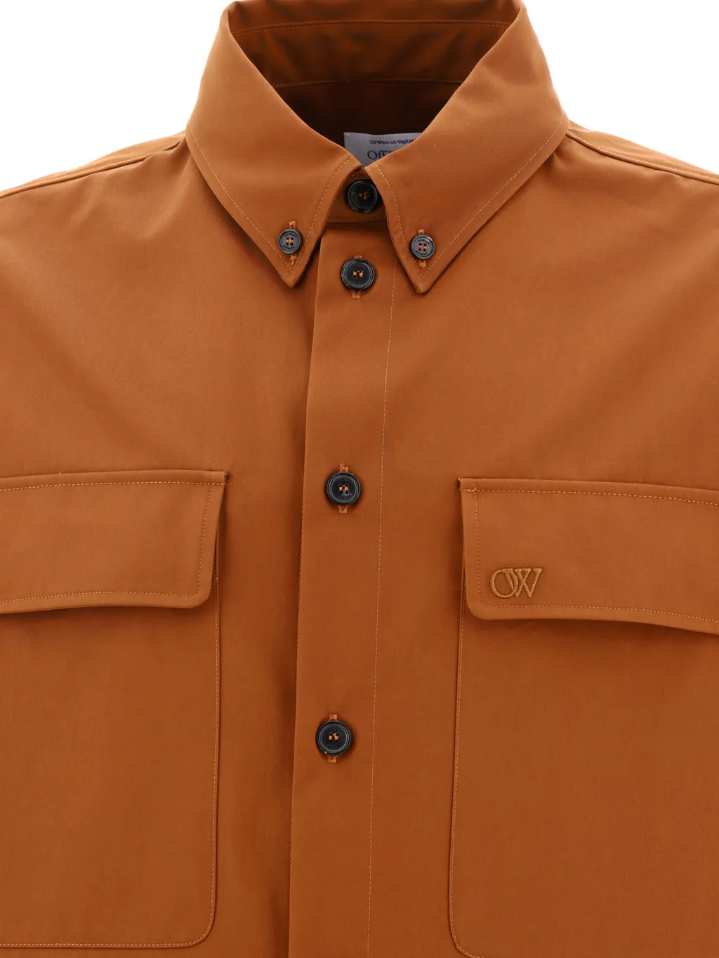 Ow Emb Cotgab Milit Curved Hem Shirt