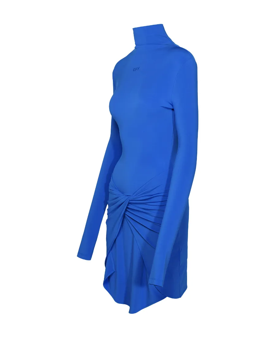 High-Neck Stretch Midi Dress
