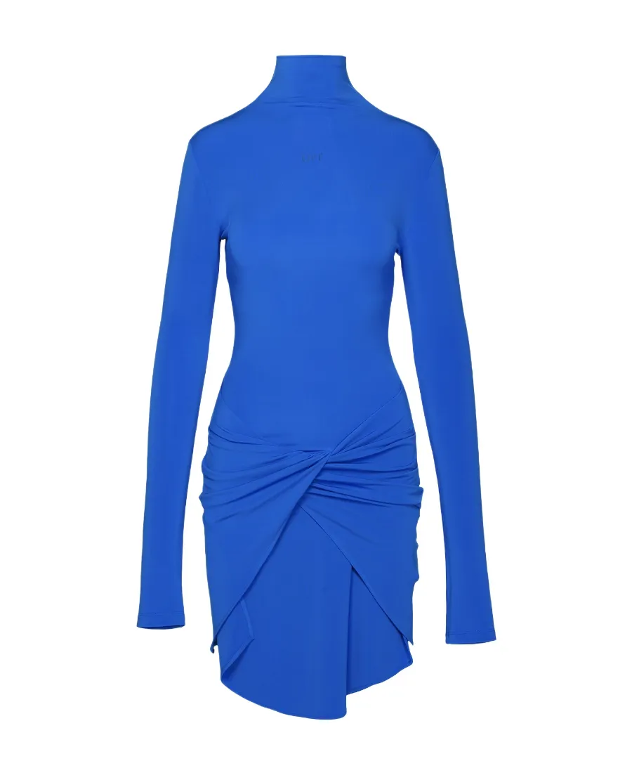 High-Neck Stretch Midi Dress