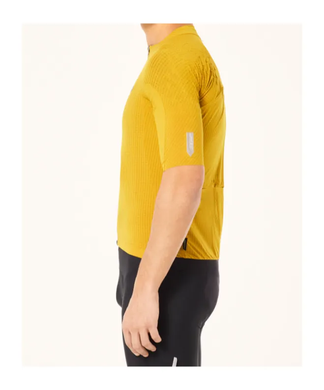 Gridskin Pinstripe Ss Textured Zip Jersey