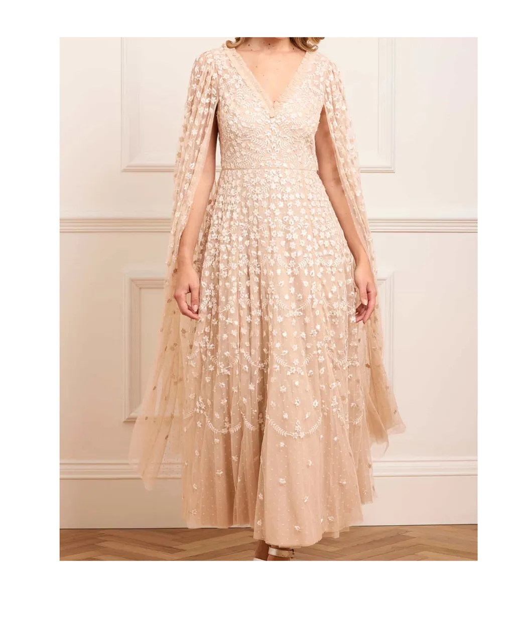 Clover Cape Sleeve Ankle Gown