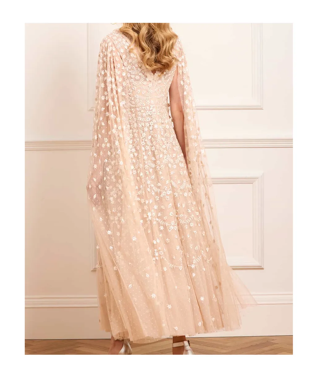 Clover Cape Sleeve Ankle Gown