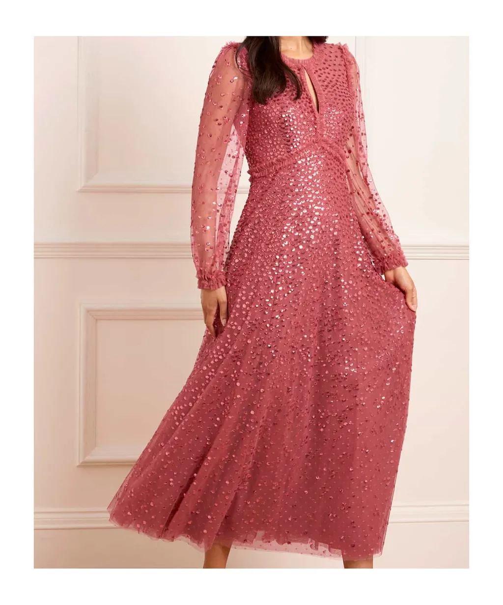 Sequin-Embellishment Maxi Dress