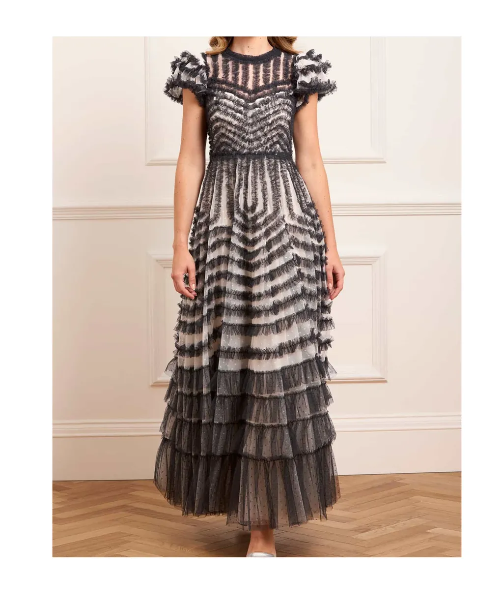 Ruffle-Embellishment Maxi Dress