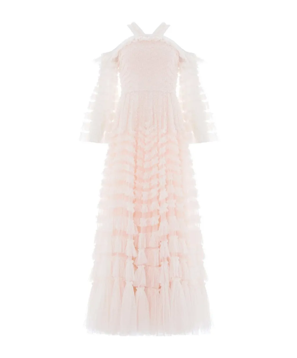 Ruffled-Panel Maxi Dress