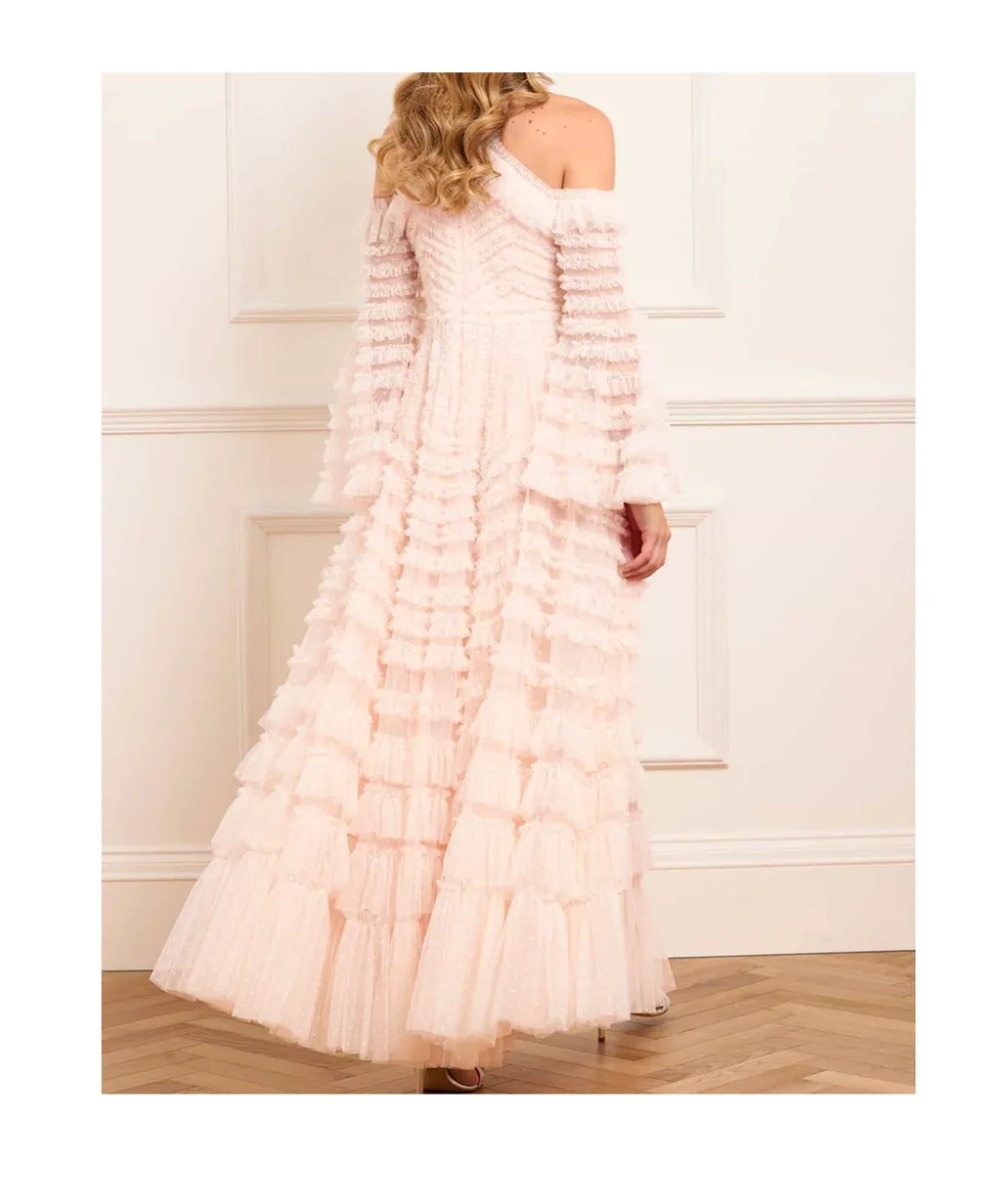 Ruffled-Panel Maxi Dress