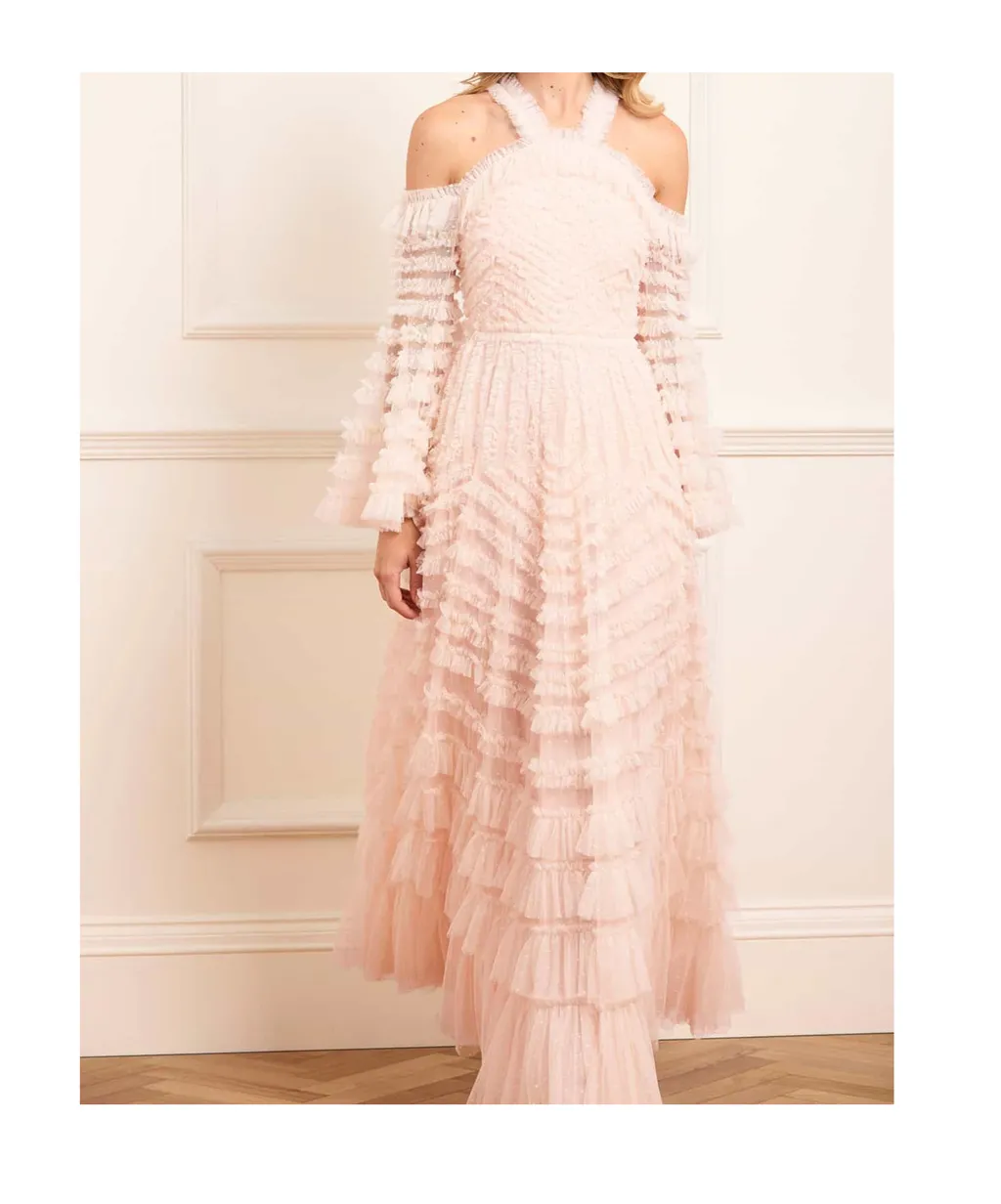 Ruffled-Panel Maxi Dress