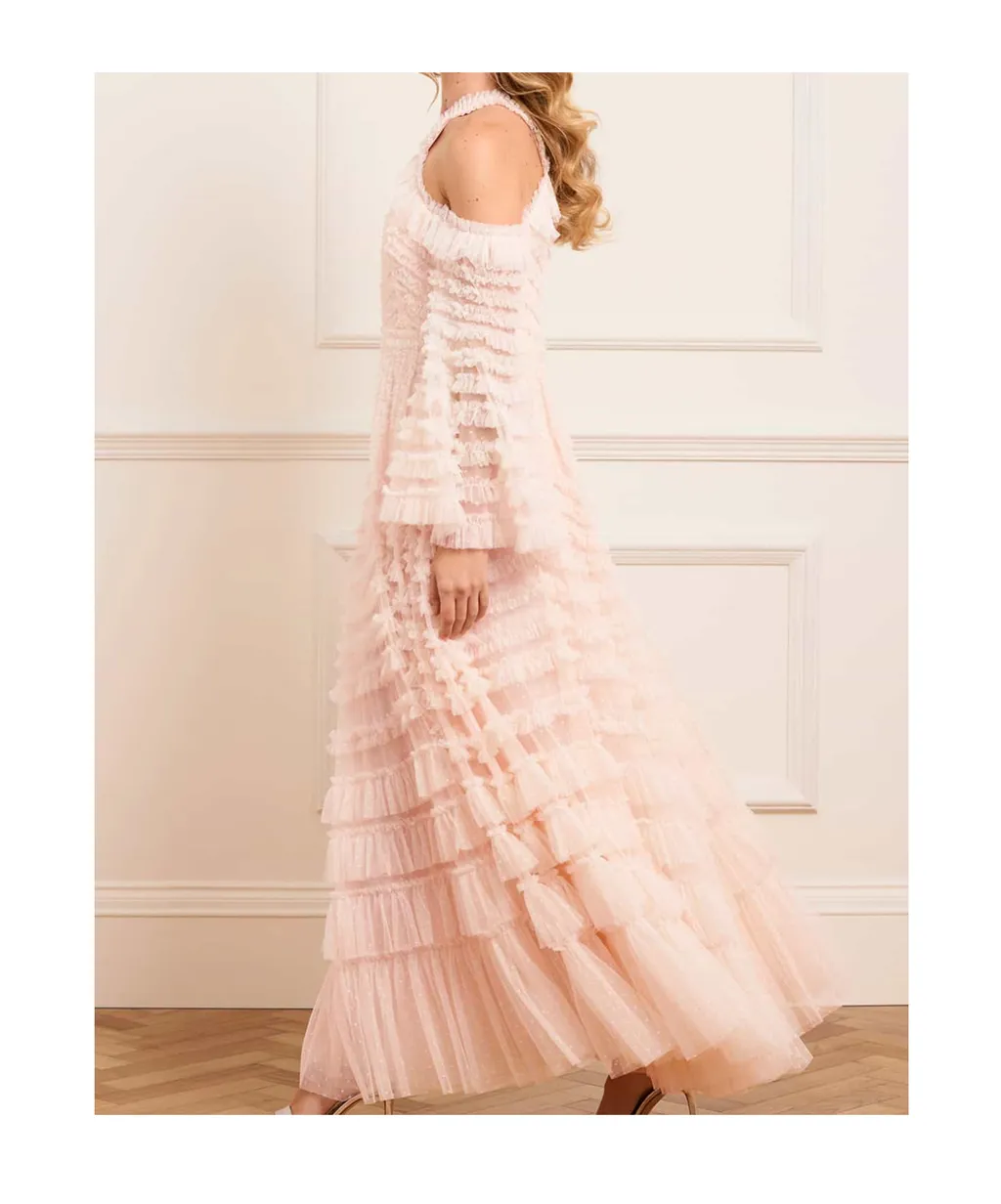Ruffled-Panel Maxi Dress