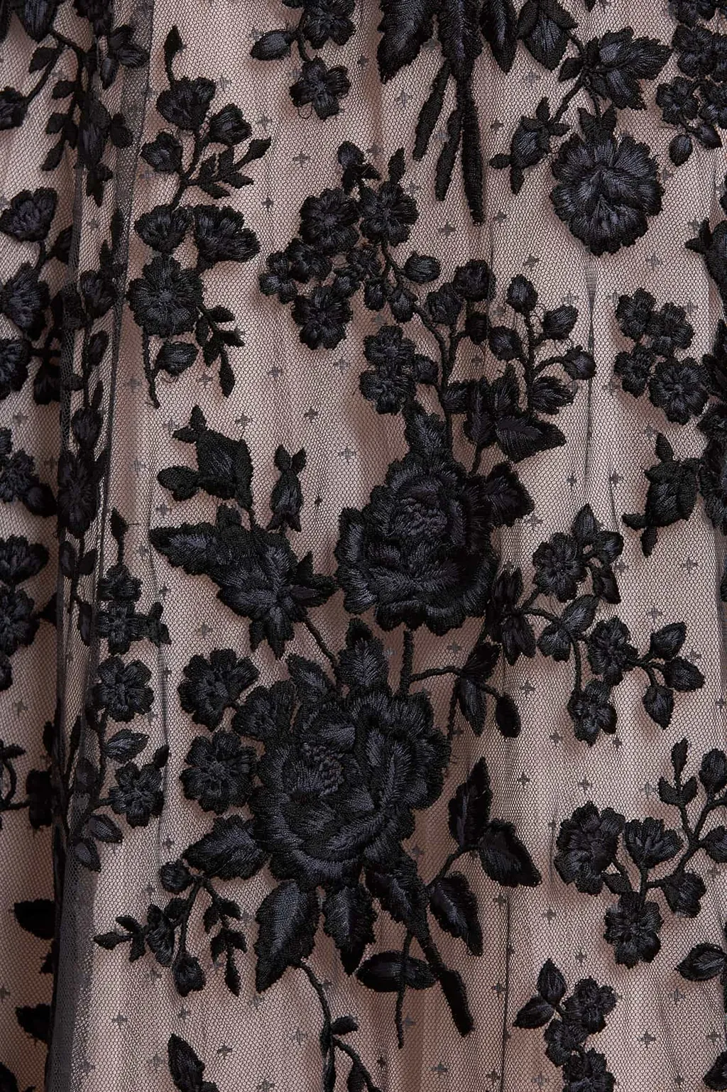 Embroidered-Flowers Scoop-Neck Maxi Dress