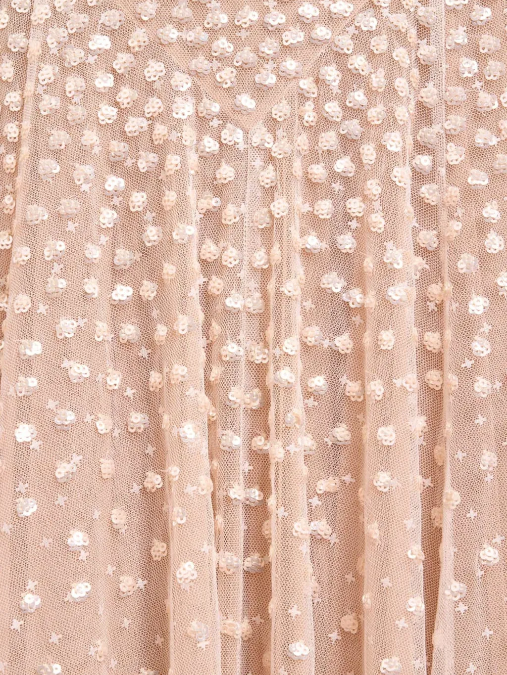 Sequin-Embellished Round-Neck Gown