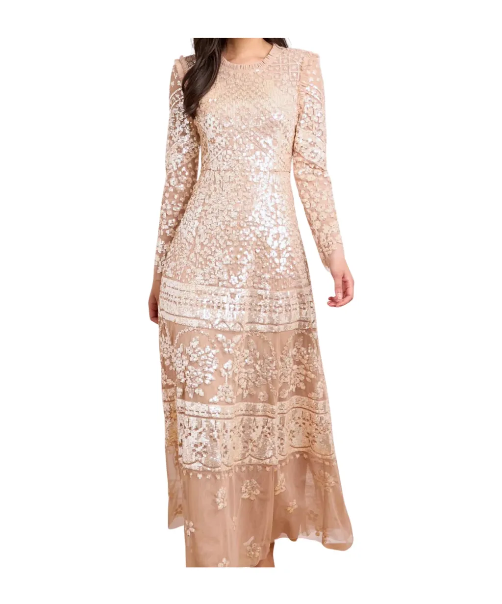 Aurora Sequin-Embellished Tiered Gown