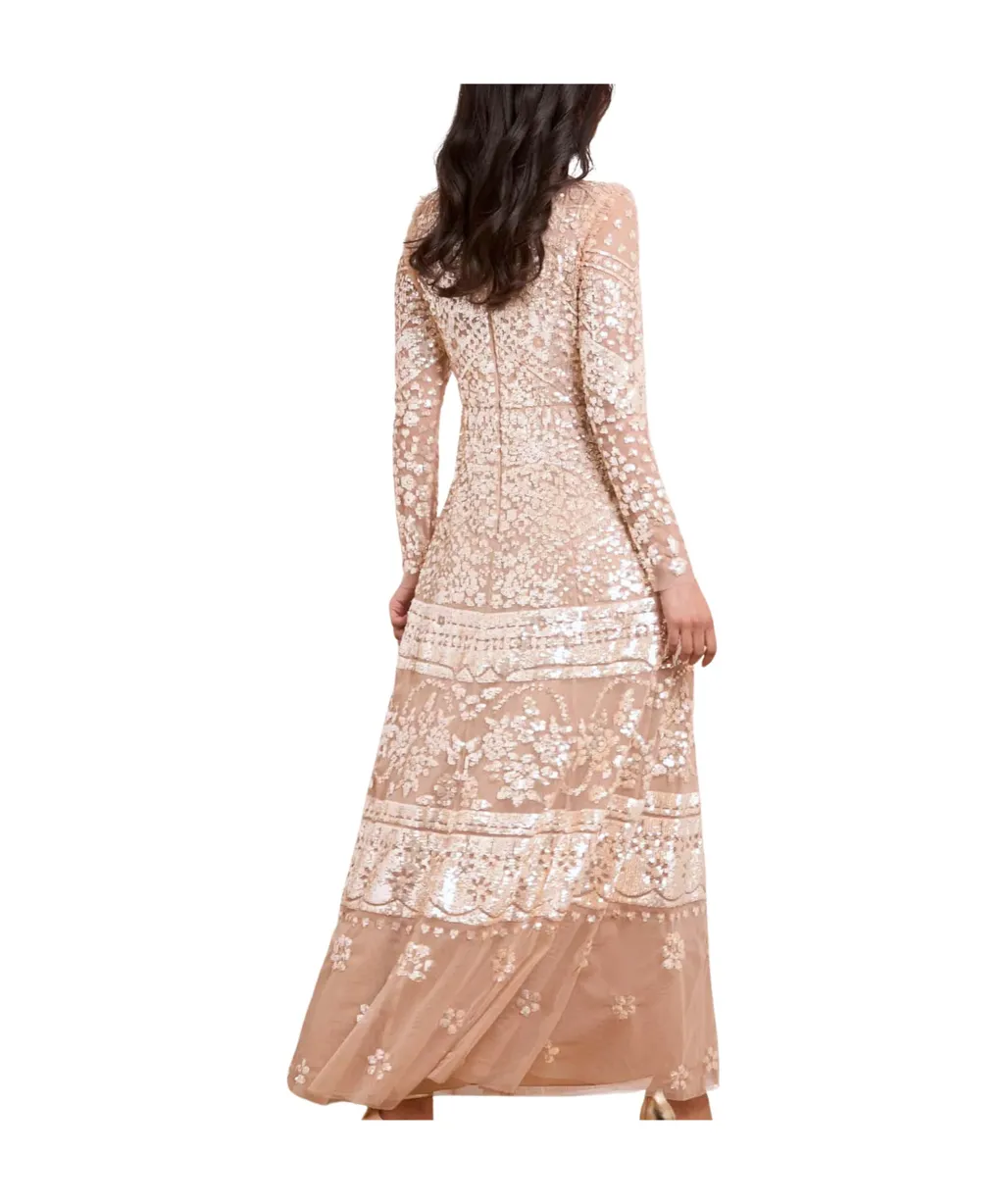 Aurora Sequin-Embellished Tiered Gown