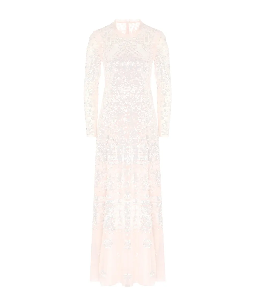 Aurora Sequin-Embellished Long-Sleeved Gown
