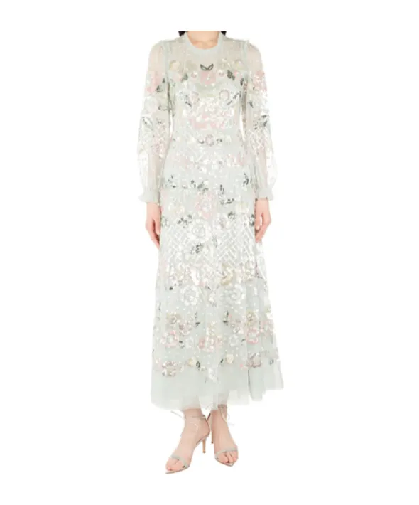 Rosalie Sequin-Embellished Floral Dress