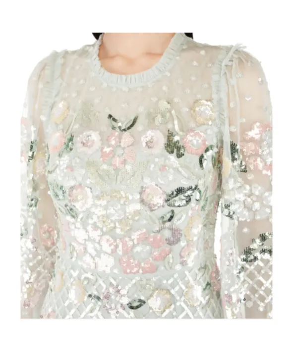 Rosalie Sequin-Embellished Floral Dress