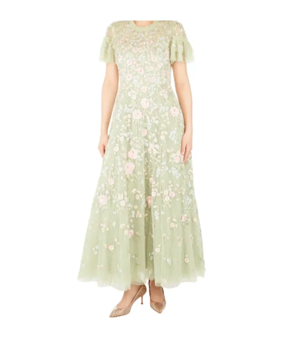 Tulle Dress With Floral Embroidery