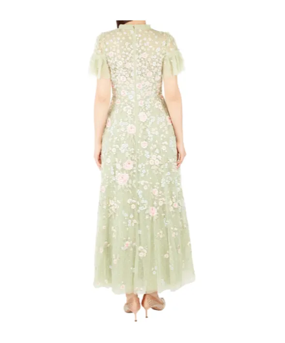 Tulle Dress With Floral Embroidery