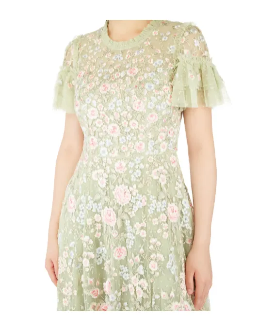 Tulle Dress With Floral Embroidery
