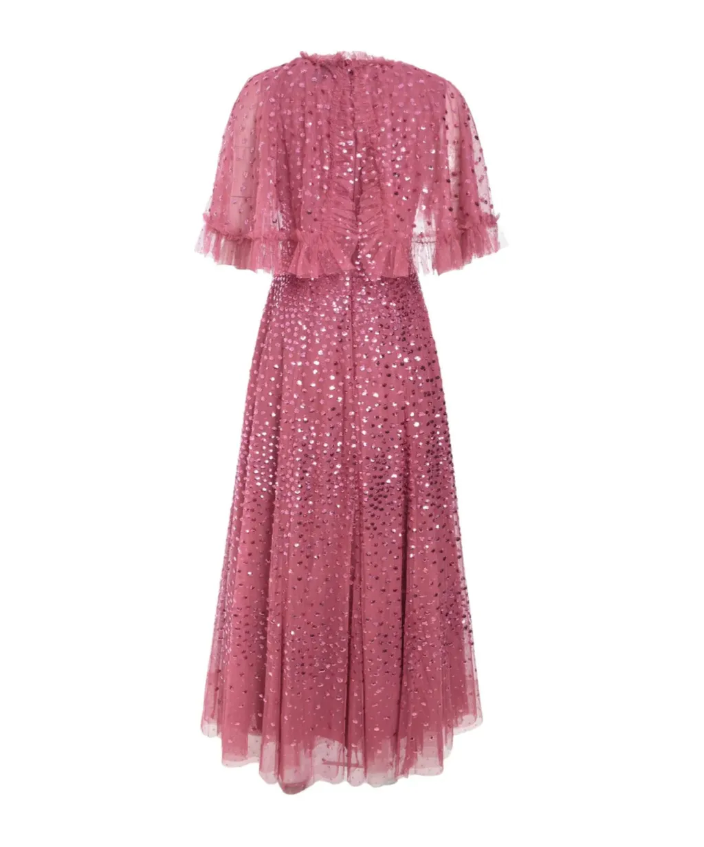 Sequin Cape Gown