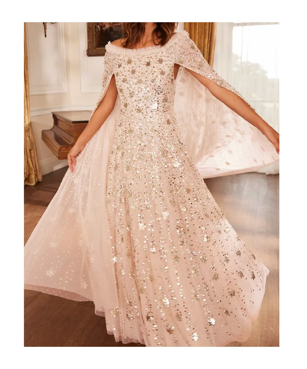 Shooting Stars Cape Ankle Gown