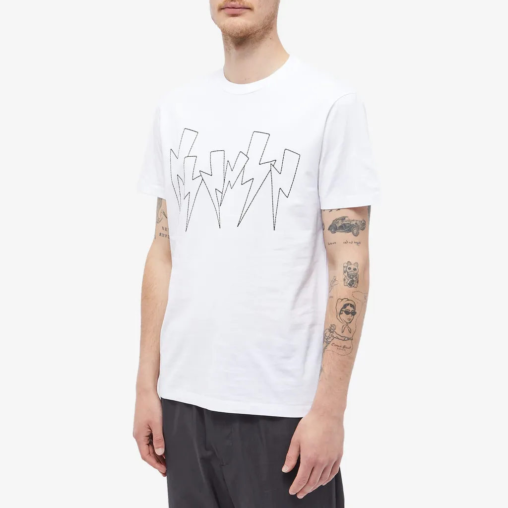 Thunderbolt-Print Crew-Neck T-Shirt