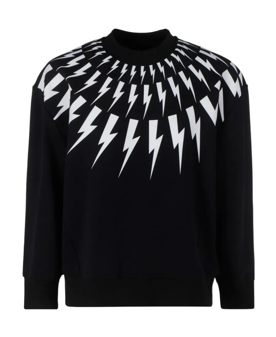 Thunderbolt Print Crewneck Sweatshirt