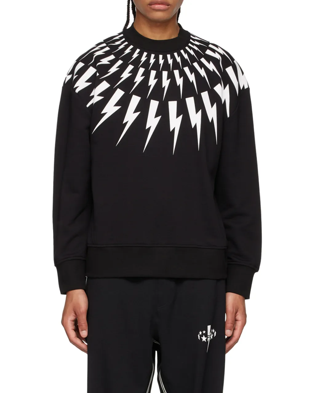 Thunderbolt Print Crewneck Sweatshirt