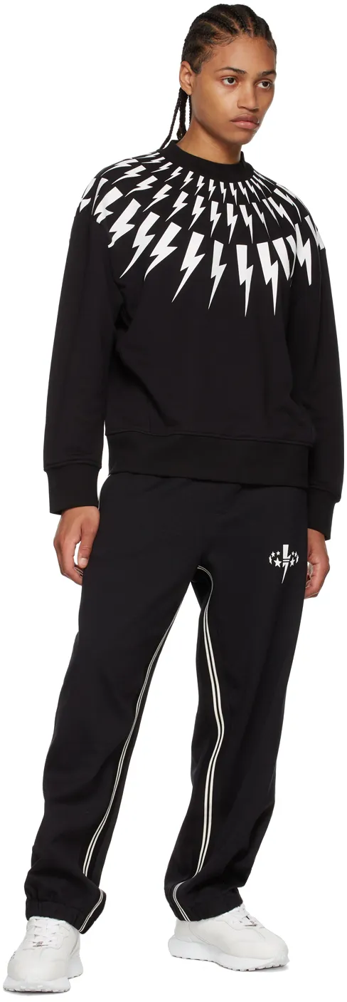 Thunderbolt Print Crewneck Sweatshirt