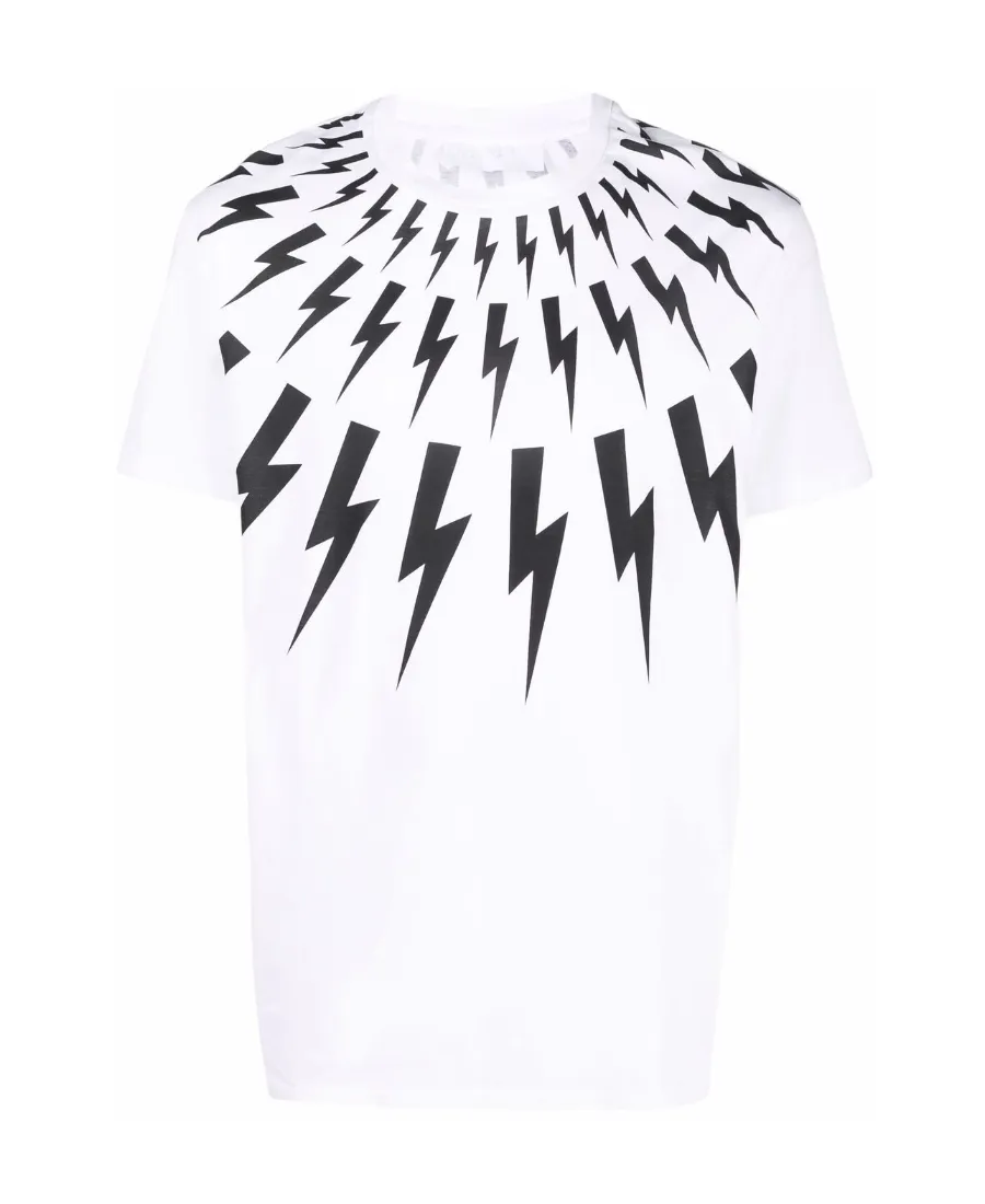 Thunderbolt-Print Crew Neck T-Shirt