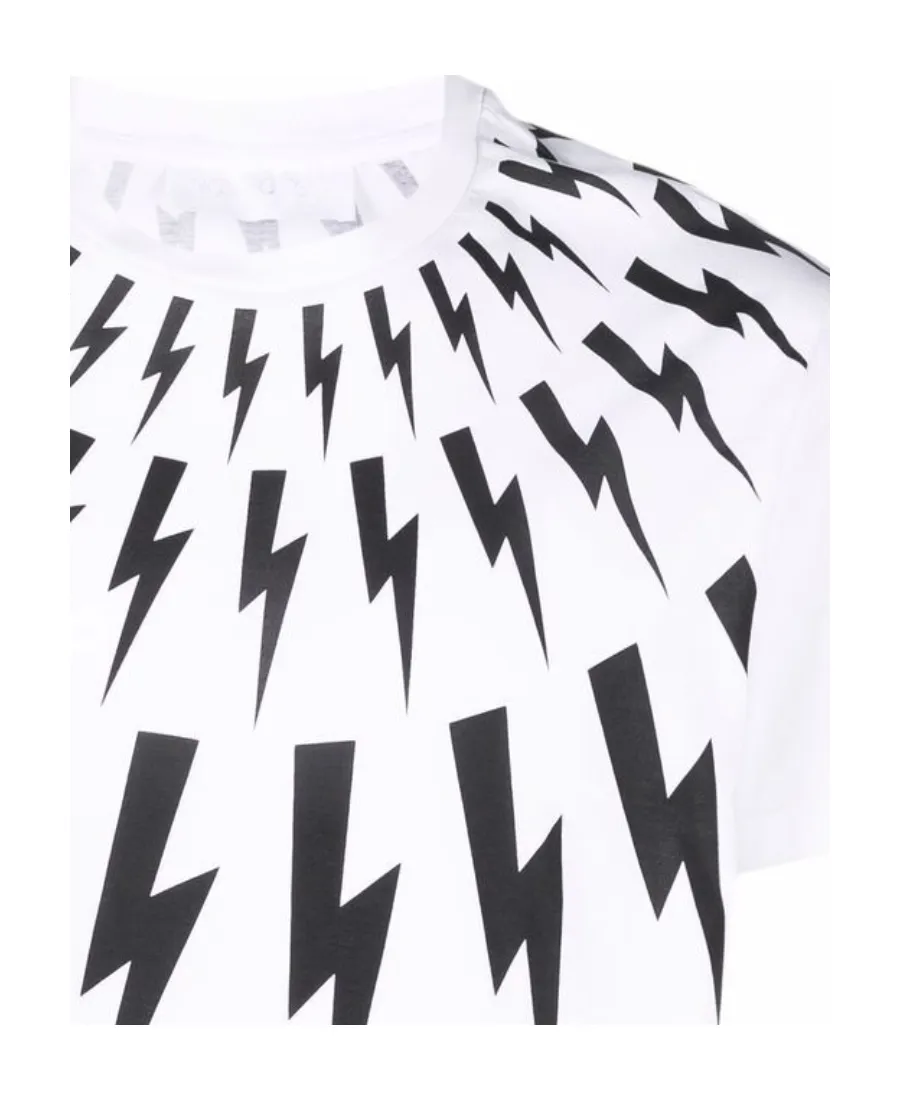 Thunderbolt-Print Crew Neck T-Shirt