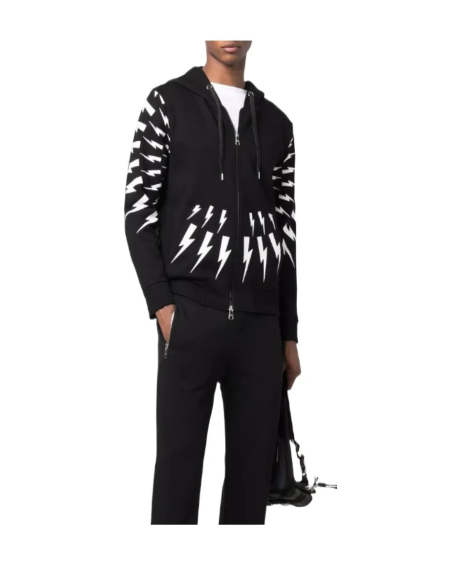 Graphic-Print Zip-Fastening Hoodie