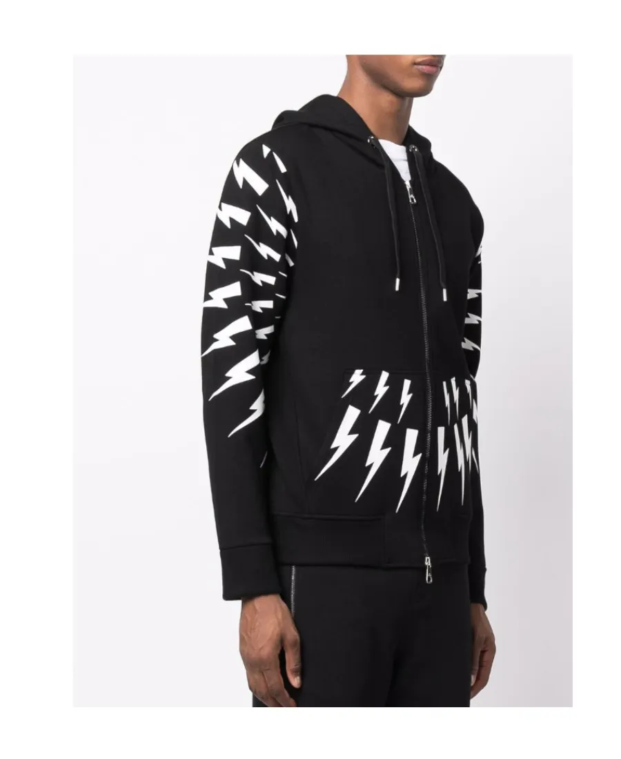 Graphic-Print Zip-Fastening Hoodie