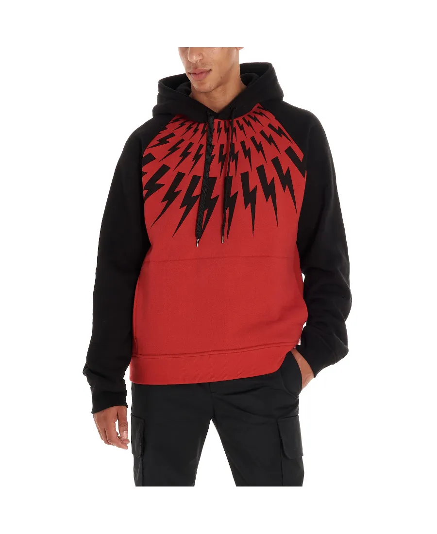 Lightning Printing Hooded Sweater