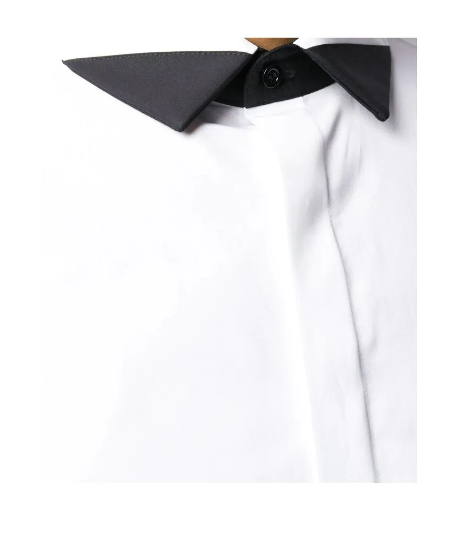 Contrast Pointed Lapel Shirt